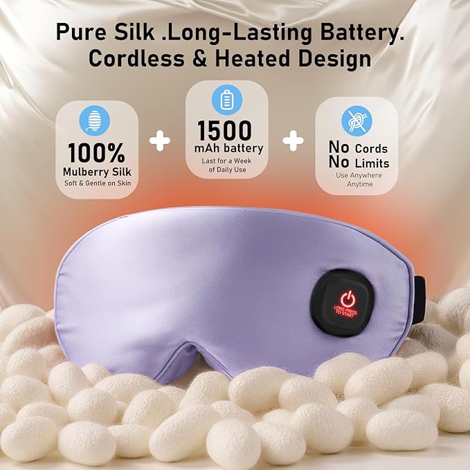 LitBear Heated Eye Mask, Silk Cordless Warm Eye Compress - Image 2