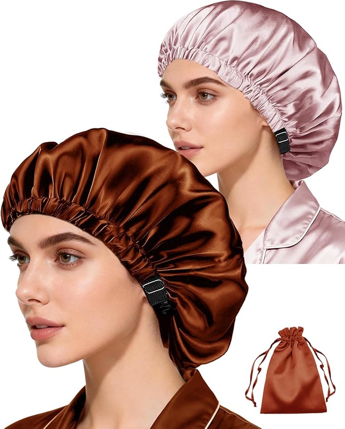 3Pcs Hair Bonnets For Sleeping Satin Bonnet For Women Silk Bonnets Womens Curly by WJingYiJia