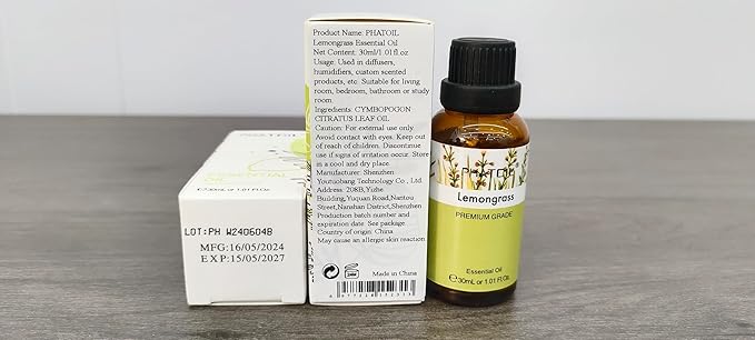 Lemongrass Essential Oil 1.01fl.oz/30ml, PHATOIL Lemongrass Oils Long Lasting - Image 8