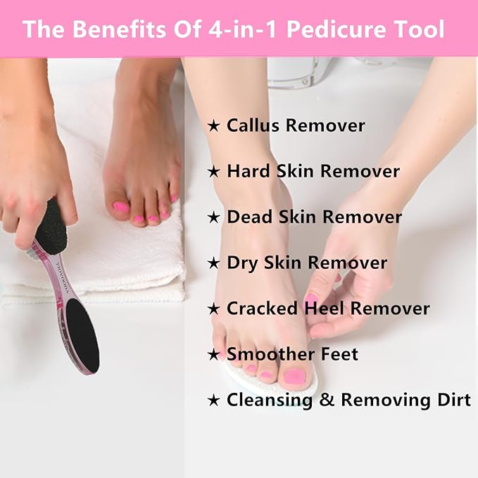 Foot File Callus Remover 4-in-1, Scrubber Brush, Foot Rasp and Sand Paper - Image 4