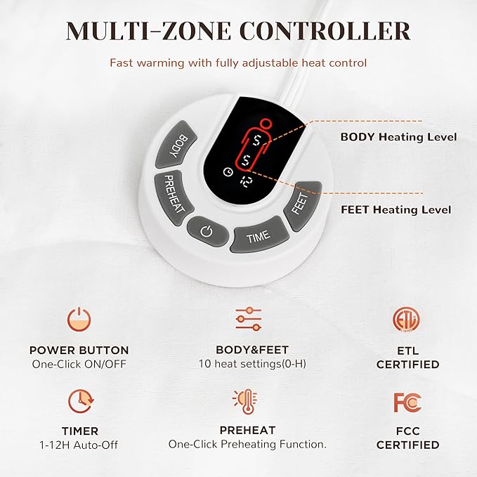 GOTCOZY Multi-Zone Heated Mattress Pad Twin XL Size - Image 3