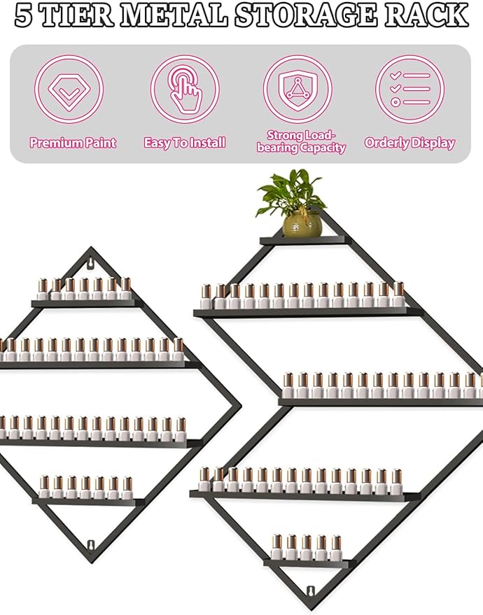 EBANKU Metal Wall Mounted Nail Polish Storage Racks - Image 5