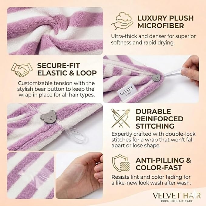 3 Pack Microfiber Hair Towel Wrap - Image 5
