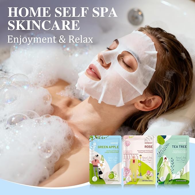 54 Pack Bulk Sheet Face Masks Skincare, Hydrating and Moisturizing Face Mask - Image 7