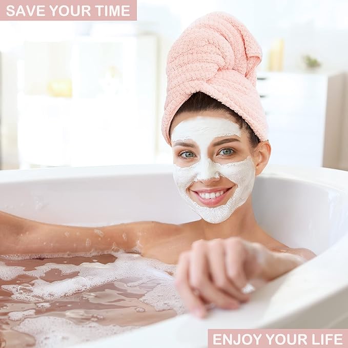Microfiber Hair Towel Wrap for Women, Anti Frizz Large Ultra-Soft Hands-Free - Image 7