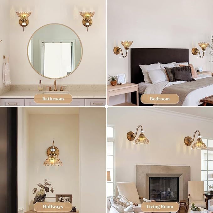 1 Piece Vintage Wall Sconce, 1-Light Matte Antique Brass Finish Wall Sconce - Image 5