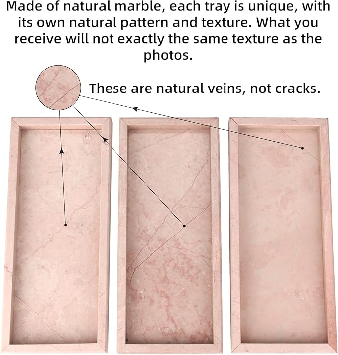Marble Bathroom Vanity Tray, Natural Luxury Vanity Home Kitchen Bathroom Table - Image 4
