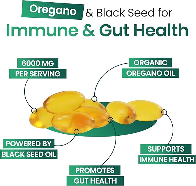 Resilia Softgels with Black Seed Oil 6000mg – Organic Oregano Oil Capsules - Image 2