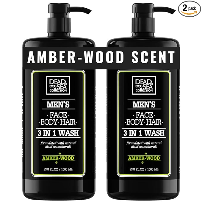 Dead Sea Collection Amber Wood Men’s Body Wash – 3 in 1 Body Wash by DeadSeaCollection