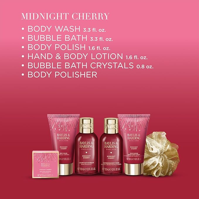 Baylis & Harding Midnight Cherry Luxury Pamper Present Gift Set - Image 3