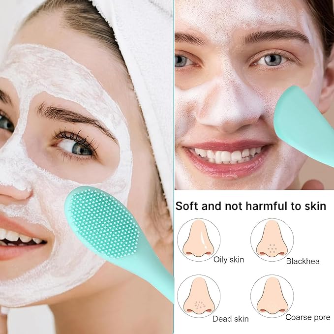 2 PCS Facial Cleansing Brush, 2 in 1 Silicone Face Mask Brush - Image 3