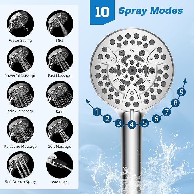 Hibbent cUPC Certified All Metal 10" Rainfall Showerhead Combo, High Pressure - Image 2