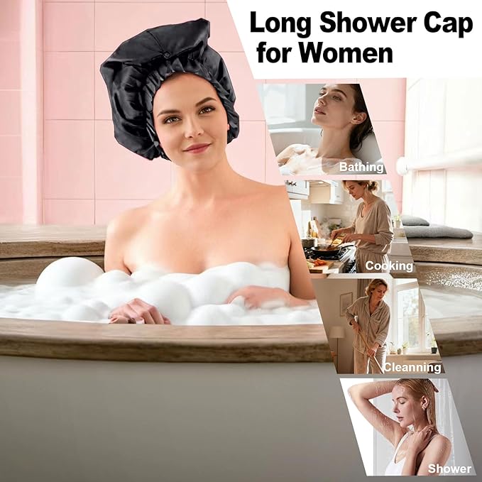 ELEBOX Extra Large Shower Cap for Braids/Curly Hair/Dreadlock | Reusable - Image 2
