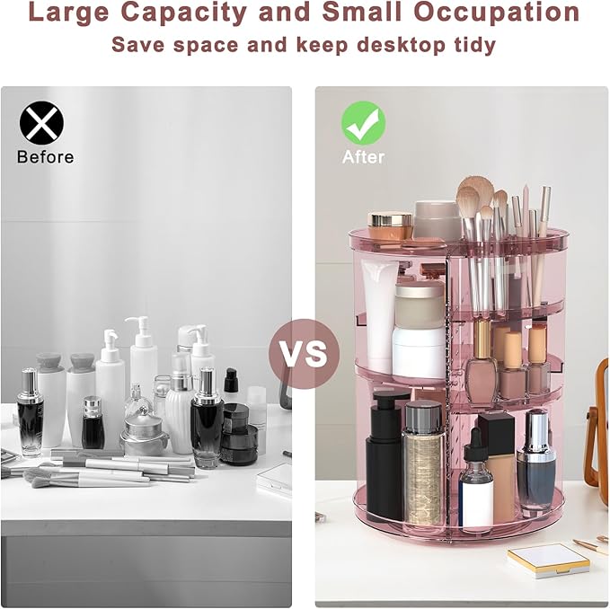 Rotating Makeup Organizer, DIY 8 Adjustable Layers 360 Spinning Skincare - Image 5