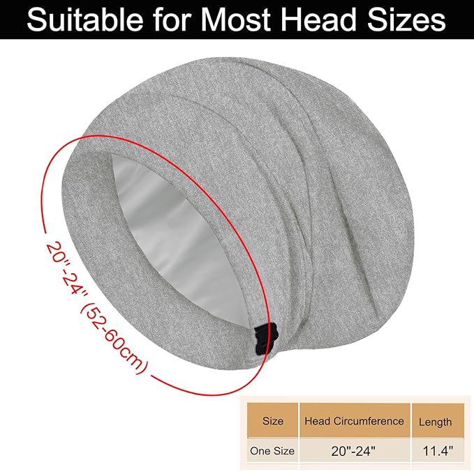 Sleep Cap Bonnet for Sleeping, Adjustable Cooling Ice Silk Lined Hair Bonnets - Image 4