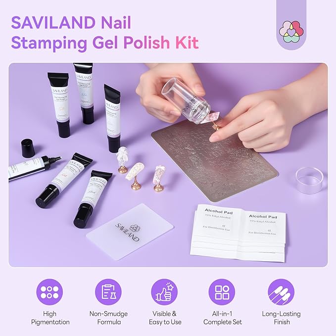 SAVILAND Nail Stamping Gel Polish Kit: 6 Colors Nail Stamping Polish Gel - Image 2