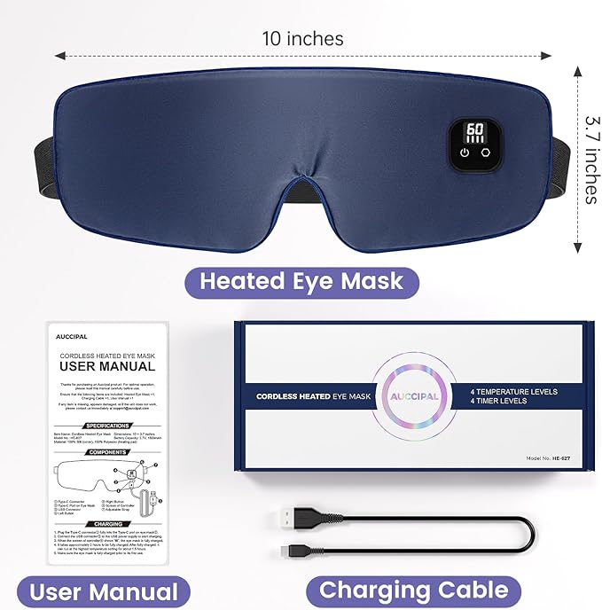 Silk Heated Eye Mask Cordless, 1500mAh Warm Eye Compresses - Image 7