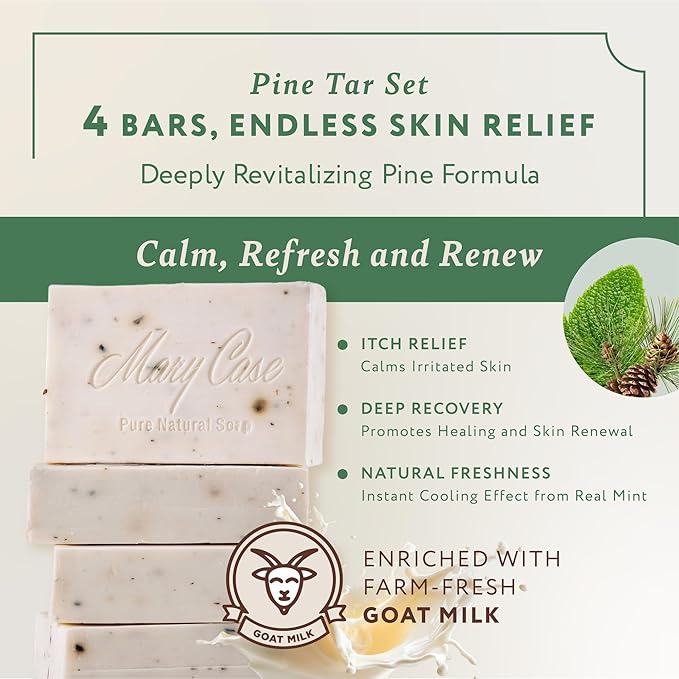Mary Case Goat Milk & Pine Tar Bar Soap Set of 4 | Natural Soap - Image 2
