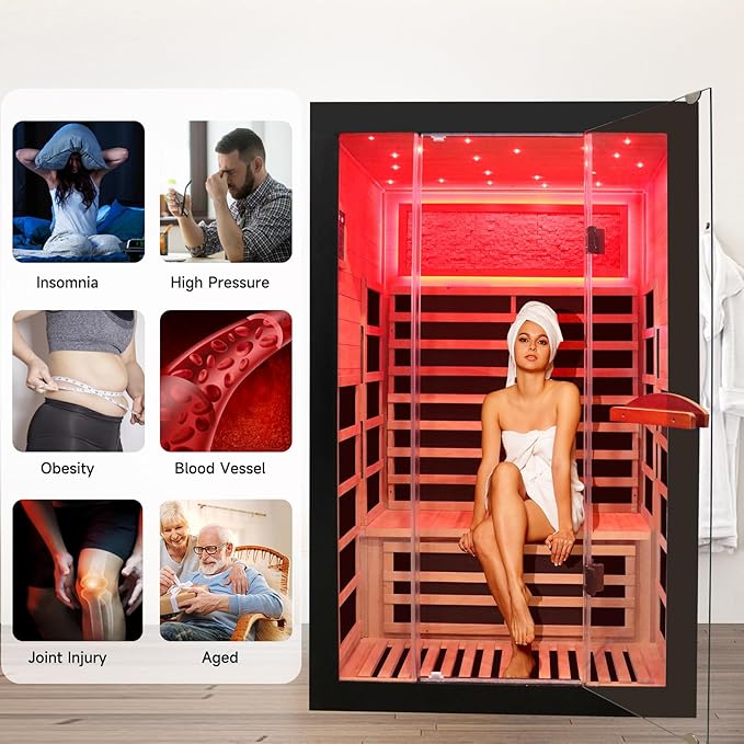 OUTEXER Infrared Sauna 2000W Wooden Saunas Home Spa Room Wood Low-EMF Indoor - Image 6