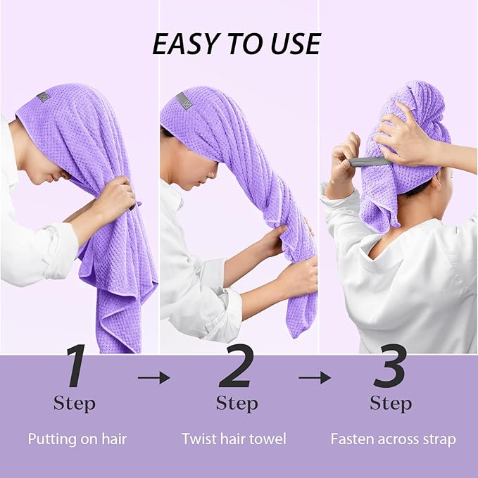 YFONG X-Large Hair Towel Wrap for Women, Super Absorbent Microfiber Hair Towel - Image 7