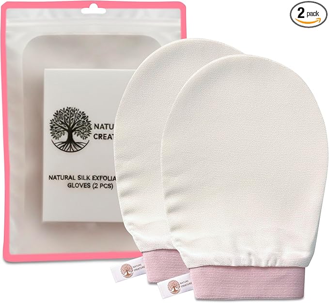 Vegan Silk Exfoliating Gloves Set – Korean Spa Body Scrubber Mitt by Unknown