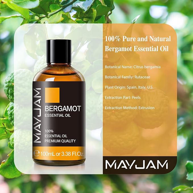 Bergamot Essential Oil, MAYJAM Premium Pure Essential Oils, 3.38FL.OZ Large - Image 3