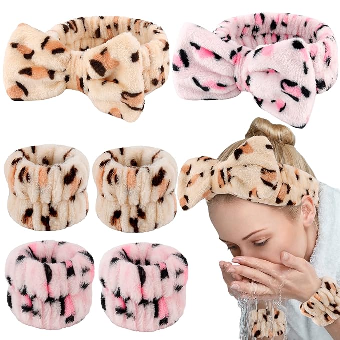 WHAVEL 6PCS Spa Headband and Wristbands Set, Face Wash Headband Wrist Bands by Whavel