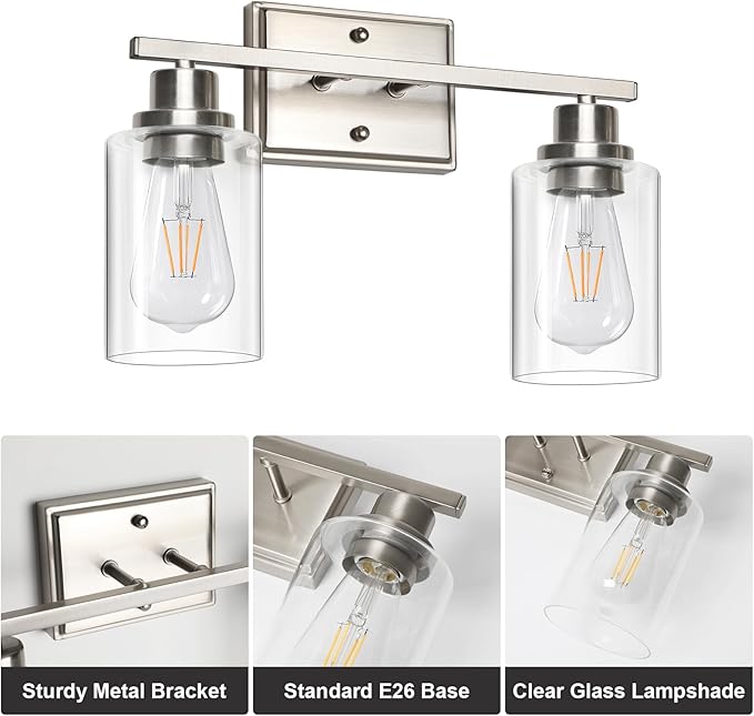 Unicozin 2 Light Bathroom Light Fixtures, Modern Vanity Lights Over Mirror - Image 7