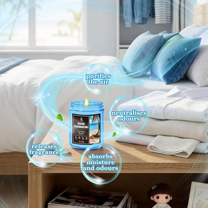 Coconut Beach Odor Eliminating Highly Fragranced Candle, Eliminates 95% of - Image 4
