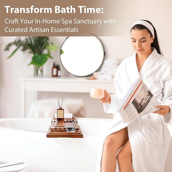 Teak Bathtub Tray | Adjustable Width Tray - Image 7