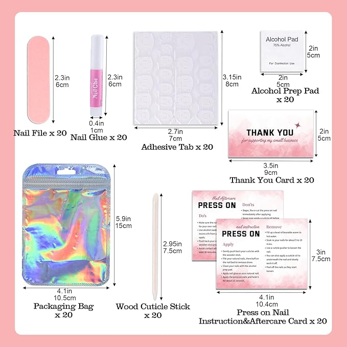 Press On Nail Tool Kit for Nail Business, Nail Prep Application Disposable Kit - Image 3