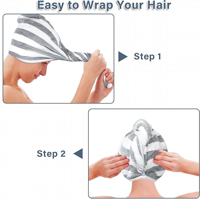 Microfiber Hair Towel Wrap, Quick Dry Hair Turbans - Image 6