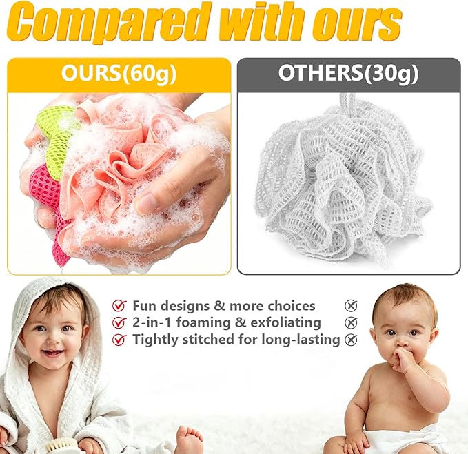 Kids Loofah, Cute Cartoon Animal Kids Bath Sponge - Image 7