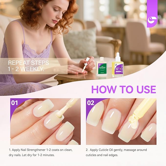 Gelike EC 2-in-1 Nail Rescue Kit: Apricot Nail Nail Growth Treatment & - Image 7