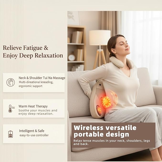 Back Massager with Heat, 4D Shiatsu Kneading Deep Tissue Electric Massager - Image 5