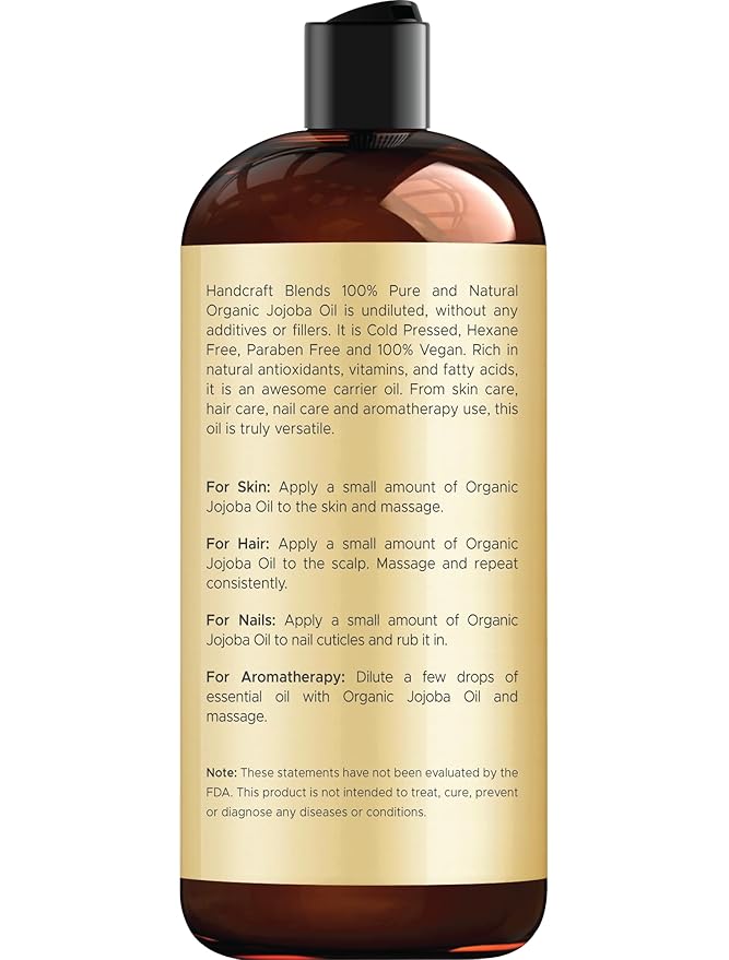 Handcraft Blends USDA Organic Jojoba Oil | Cold-Pressed | 16 Fl Oz | 100% Pure - Image 2