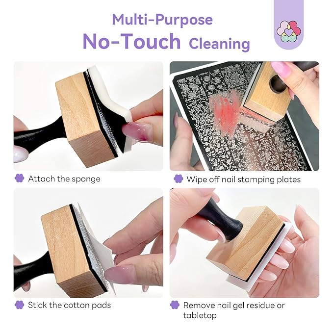 SAVILAND Nail Cleaning Tool: No-Touch Nail Cleaner Tools Wood Stamp Set Nails - Image 4
