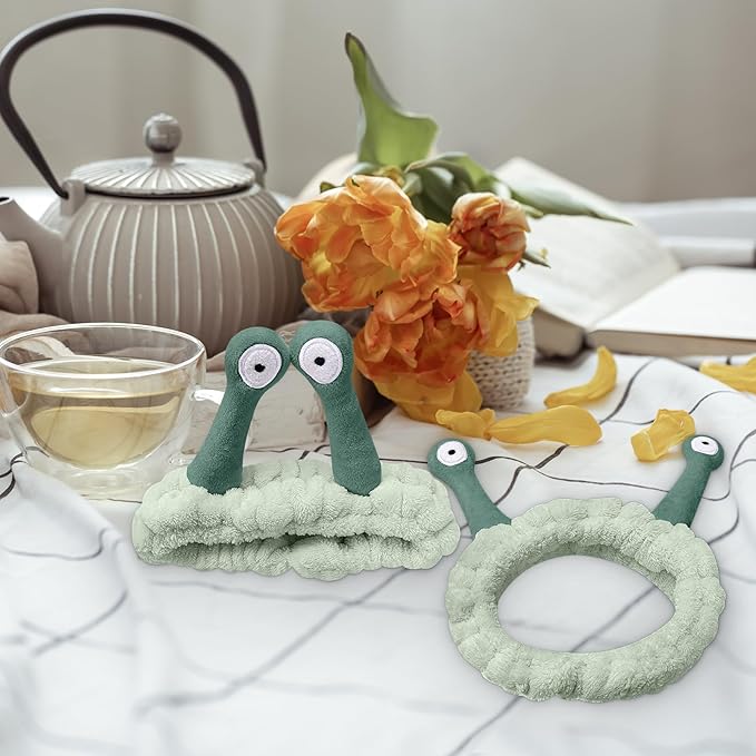 Jowmoy Cute Light green Snail Headband, Wash Face - Image 6