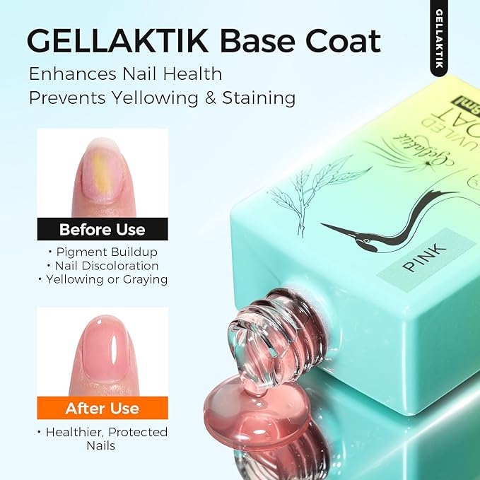 2 Pcs 18ml Gel Base Coat and Pink Glossy Top Coat Set No Wipe Foundation - Image 4