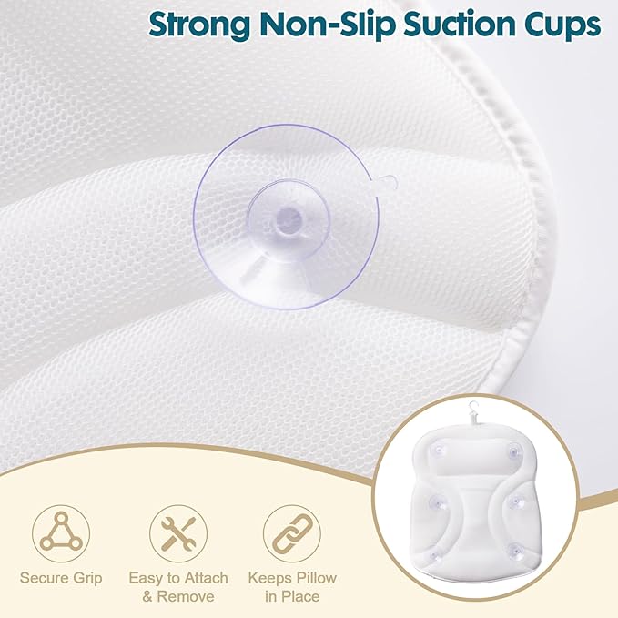 Bath Pillows for Tub, Upgraded 2025 Bathtub Pillow for Head, Neck & Back - Image 5