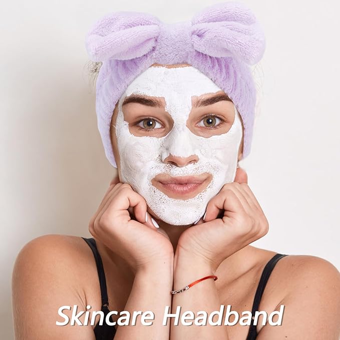 VELSCRUN Spa Headband, Makeup Face Wash Skincare Headbands, Bow Hair Band Party - Image 4