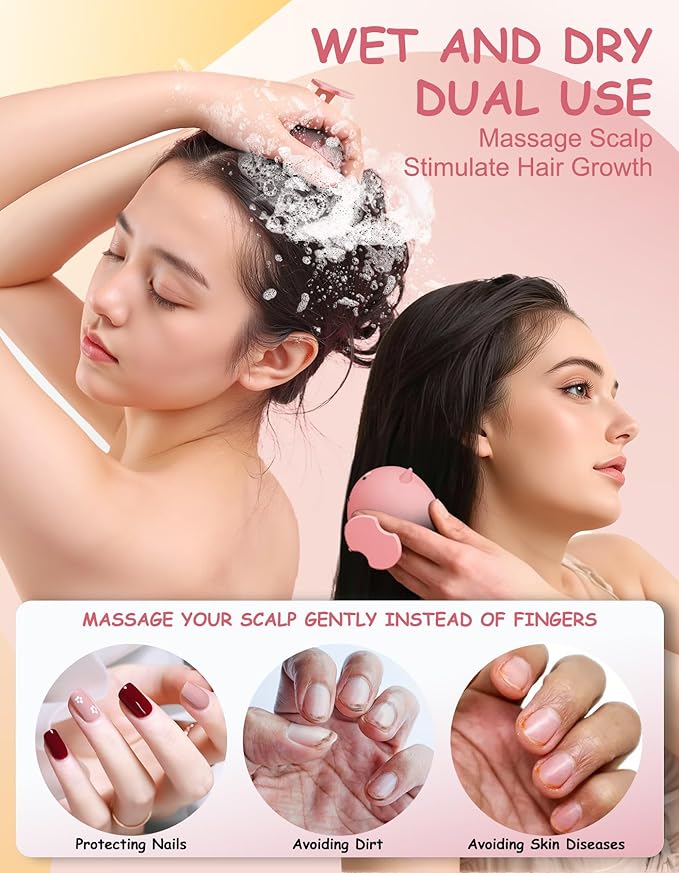 Scalp Massager Hair Growth Shampoo Brush, Silicone Scalp Scrubber Shower Scalp - Image 3