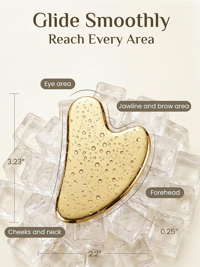 Rena Chris Gua Sha Facial Tools, Stainless Steel Guasha Tool - Image 2