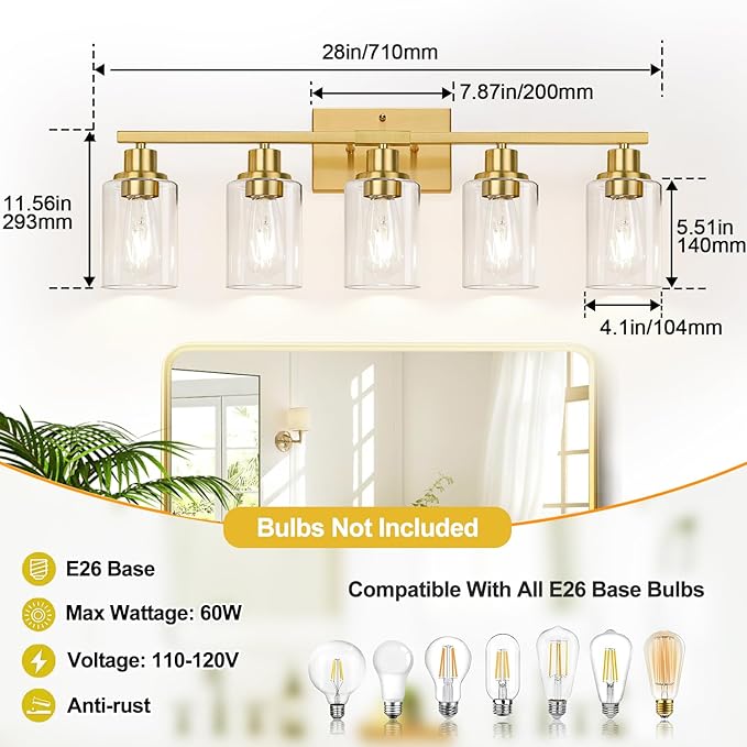 Indoi 5-Light Bathroom Vanity Light - Image 8