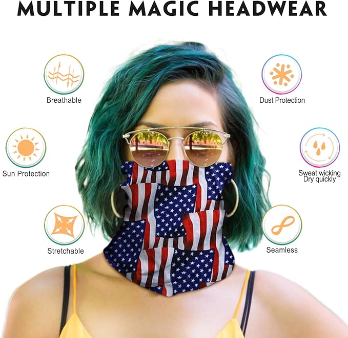 Venswell Neck Gaiter Face Mask Men Women, Seamless Bandana Rave Face Cover - Image 2