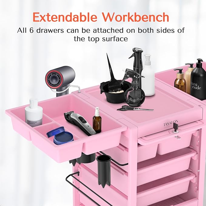 TASALON Pink Lockable Salon Cart - Image 5