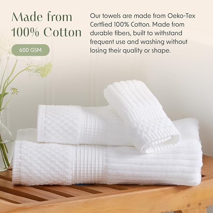 Springtree Home 100% Cotton Bath Towel Set | 6 Piece Set | Absorbent & - Image 6