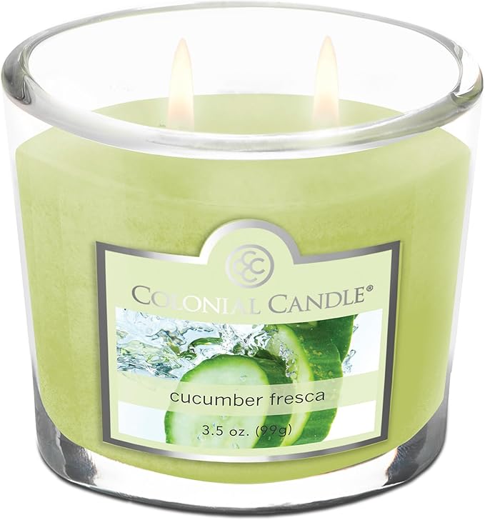 Colonial Candle Cucumber Fresca Scented Jar Candle, 2 Wick, 3.5 oz, Mottled Wax - Image 4