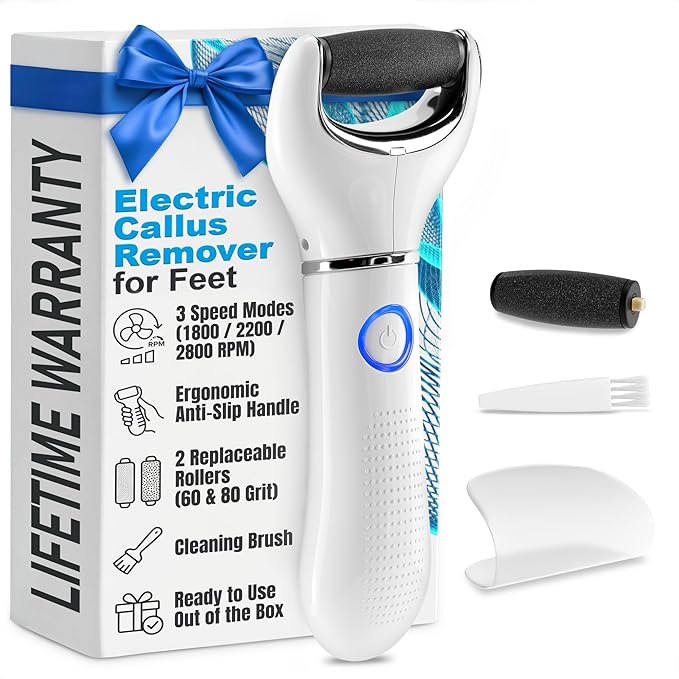 Electric Foot File Callus Remover – 3-Speed Foot Scrubber Electric, Dry Skin by AZZORI