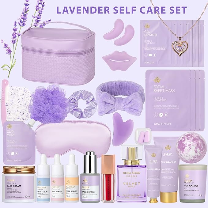 33 pcs Mother's Day Gift for Mom, Lavender Bath & Body Basket Gift Set for Women - Image 2